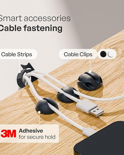 PAMO Cable Management Under Desk for Easy mounting Under-Table I Set of 3 - with 10X Cable Ties I Desk Organizer for Office/Home Office Table Thoughtful Cable Tray Holder