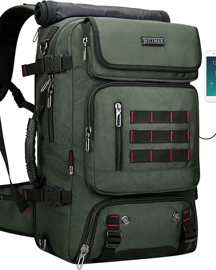 WITZMAN Carry on Travel Backpack for Men Women Airline Approved Convertible Nylon Duffle Backpack Luggage Bag (B682 Army Green)