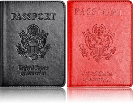 Eoehro Passport Holder for Travel Essentials-2Pack, Passport Wallet Cover Case for Travel Must Haves Accessories,Passport Book Holders for Women and Men