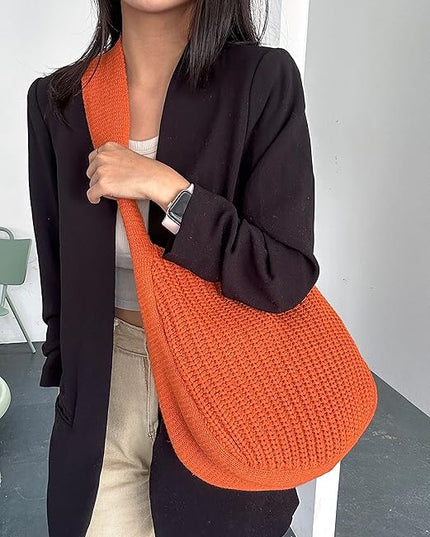 ENBEI Women's Crochet Tote Bag Knit Shoulder bag,Aesthetic Bag,Cute Eco-Friendly Tote for Travel,Daily Use,Gift Box Packaging