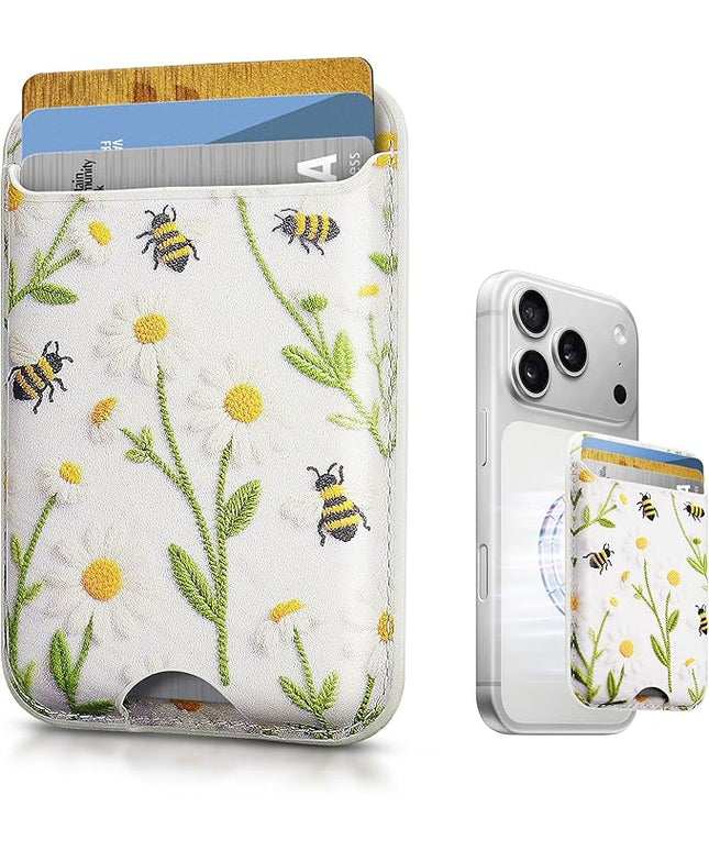 Magnetic Mag-safe Wallet Cell Phone Card Holder for Phone Case with Mag-Safe, Stronger Magnetic RFID Leather Phone Wallet Stick on for iPhone 17/16/15/14/13/12 Series, Fit 3 Cards