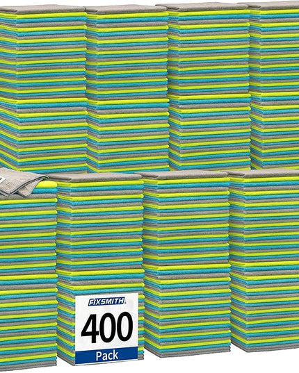 FIXSMITH Shop Towels-400 Pack, Multi-Functional Shop Rags, 12 x 16 in Microfiber Cleaning Cloth, Highly Absorbent Cleaning Rags, Cleaning Towels for Car Kitchen Home Office
