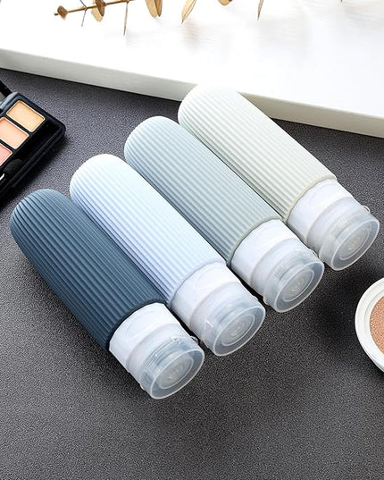 Travel Bottles for Toiletries, Tsa Approved 3oz Portable Travel Bottles, BPA Free Leak Proof Squeezable Silicone Travel Size Containers, Travel Accessories with Clear Toiletry Bag (4 Pack)