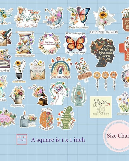 Waterproof Inspirational Positive Mental Health Quotes Sticker Bundle 30pcs for Journal Crafts Scrapbook Planner Gift Waterbottle Personalized Decoration
