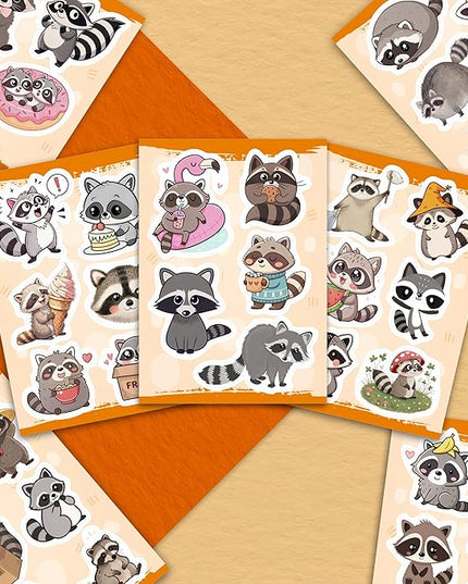 100Pcs Raccoon Stickers for Water Bottle, Laptop - Raccoon Gifts & Party Supplies - Gift for Women & Men