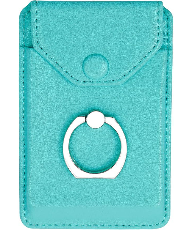 Cell Phone RFID Ring Stand - Wallet Holder for iPhone, Android & All Smartphones - Adhesive Credit Card Holder - Green