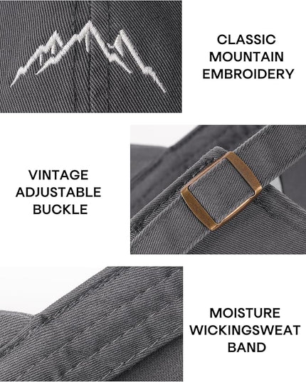 FURTALK Baseball Cap Men Mountain Embroidery Dad Hat Unstructured Soft Vintage Washed Cotton Outdoor Hats for Men