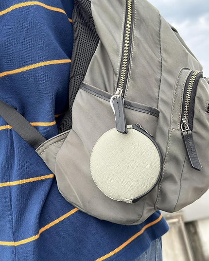 OneJoy Mini Round Coin Purse with Clip on, Lightweight Waterproof Zipper Pouch for Earbuds, Keys, Coins, Compact Travel Storage Case for Women & Men, Xmas Gift [ Olive ]