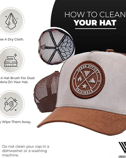 Urban Effort Mesh Back Cap - for Men and Women Baseball Hat 5-Panel Trucker Hat - Great Snapback Closure for Hunting & Hiking