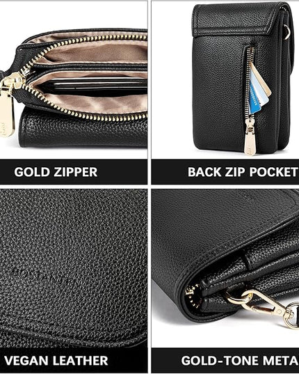 BOSTANTEN Vegan Leather Small Crossbody Bags for Women Designer Cell Phone Bag Wallet Purses Adjustable Strap