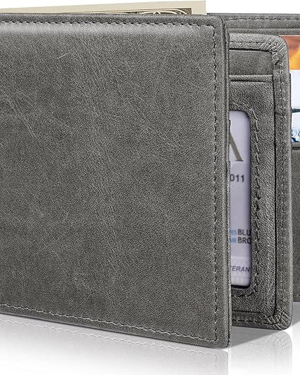 Artpaxy Mens Wallet Bifold Genuine Leather RFID Blocking Wallet for Men with 1 ID Windows 13 Card Holders 2 cash pockets 1 Gift Box