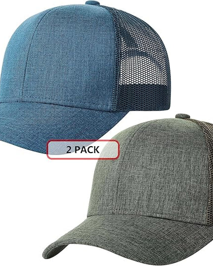 TSSGBL 2 Pack Snapback Trucker Baseball Hats Mesh Back Adjustable Blank Ball Caps for Men Women