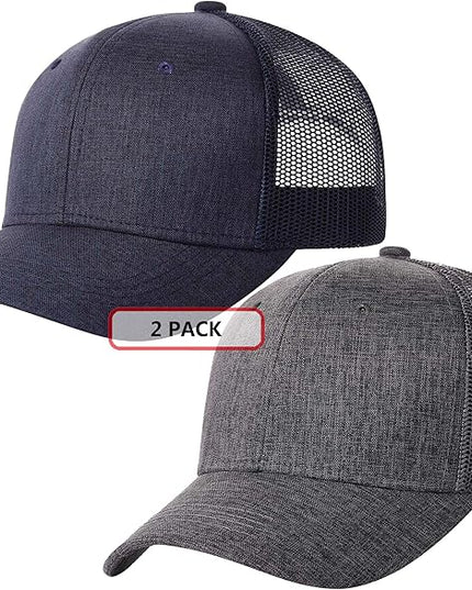 TSSGBL 2 Pack Snapback Trucker Baseball Hats Mesh Back Adjustable Blank Ball Caps for Men Women
