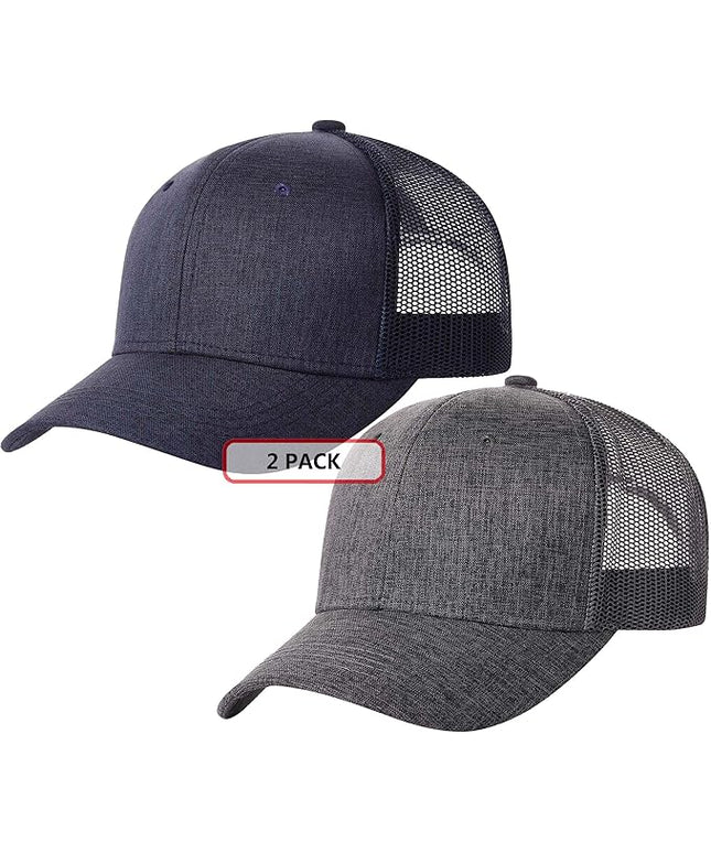 TSSGBL 2 Pack Snapback Trucker Baseball Hats Mesh Back Adjustable Blank Ball Caps for Men Women