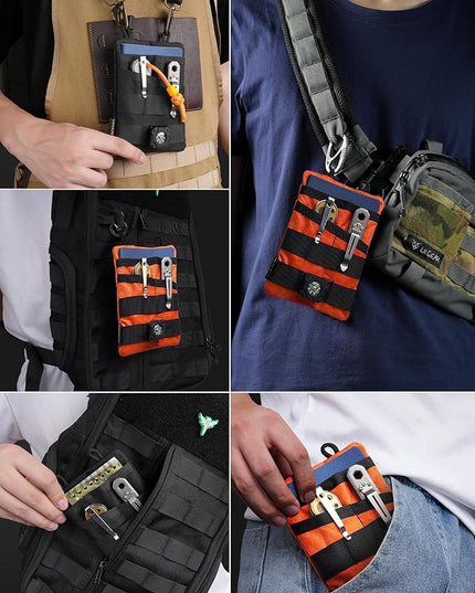 VIPERADE VE3-P EDC Pouch Small EDC Tool Bag Organiser Bag Pocket Organiser Nylon Multitool Bag Small for Torch Multitools Pen Notebook Black