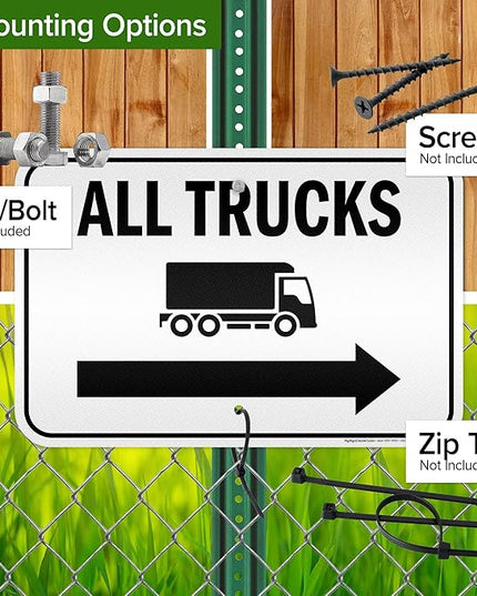 All trucks With Right Arrow Sign, 12x18 Inches, 3M EGP Reflective .063 Aluminum, Fade Resistant, Made in USA by My Sign Center
