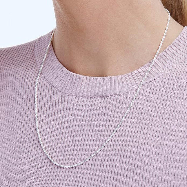 Amazon Essentials Sterling Silver Diamond Cut 14 Inches Rope Chain Necklace