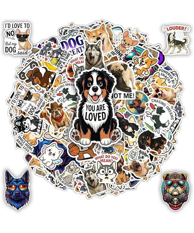 100 PCS Dog Stickers Pack, Vinyl Waterproof Decals of Puppies Breeds Prints Cartoon Dogs, Fun Gift for Teens Adults Women Laptop Birthday Wall Decor Water Bottle Scrapbook Car Luggage