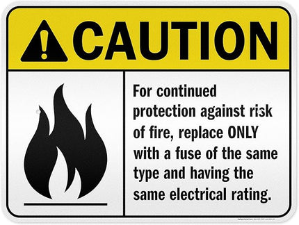 Warning For Continued Protection Against Risk Of Fire Replace Sign, 18x24 Inches, 3M EGP Reflective .080 Aluminum, Fade Resistant, Made in USA by My Sign Center