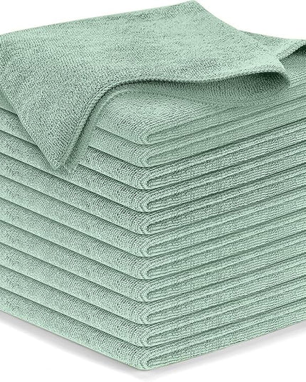USANOOKS Microfiber Cleaning Cloth - Sea Green - 12Pcs (12.5x12.5 inch) High Performance - 1200 Washes, Ultra Absorbent Car Towel Traps Grime & Liquid for Streak-Free Mirror Shine - car Washing Cloth