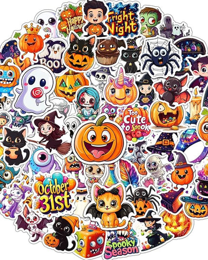 JCFIRE Halloween Stickers for Kids, 100 PCS Halloween Party Favors, Waterproof Cute Vinyl Stickers for Water Bottle Crafts, Party Decorations Supplies, Goodie Bags Stuffers Kids Gift Toys Games Treats
