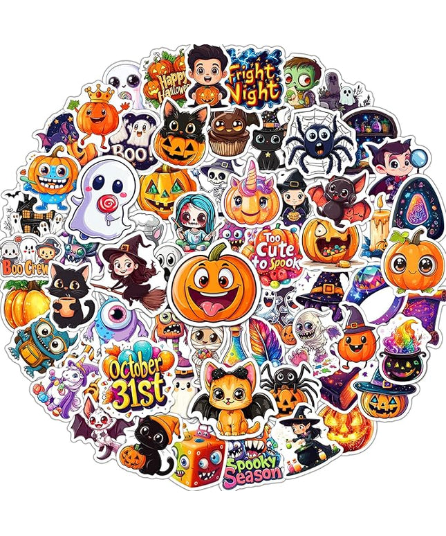 JCFIRE Halloween Stickers for Kids, 100 PCS Halloween Party Favors, Waterproof Cute Vinyl Stickers for Water Bottle Crafts, Party Decorations Supplies, Goodie Bags Stuffers Kids Gift Toys Games Treats