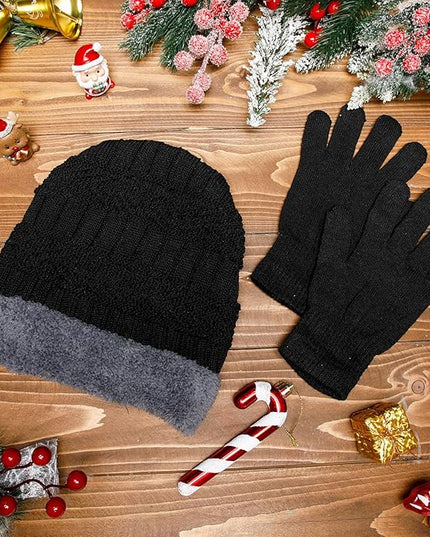 Suhine 40/110 Pcs Winter Hats and Gloves Bulk for Men Women Fleece Lined Beanie & Glove Set Unisex Hats Gloves for Homeless