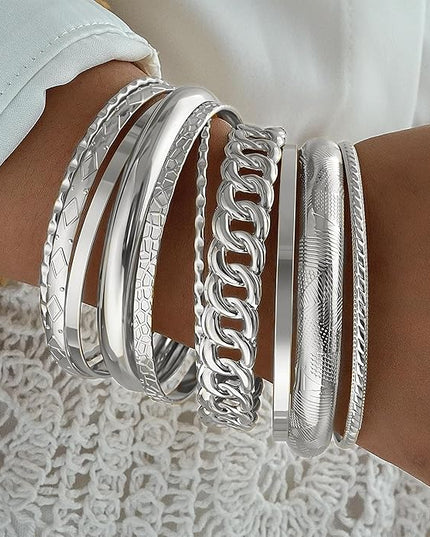 ÌF ME Gold Bangle Bracelets for Women, Indian Bangles Stackable Set, Multi Layer Textured 14K Gold Plated Chunky Bracelets Boho Jewelrys Set