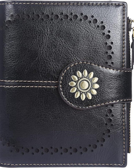 Lavemi Womens Leather Wallet Small Compact RFID Blocking Credit Card Case Purse with Zipper Pocket | Small, Compact, RFID Blocking, Zipper Pocket, Small, Compact