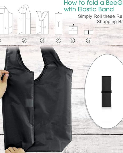 BeeGreen DIY Reusable Grocery Bags Bulk 10 Pack, Reusable Shopping Bags X-Large 50LBS, Machine Washable Kitchen Reusable Bags Heavy Duty, Foldable Tote Bags w Handles for Shopping