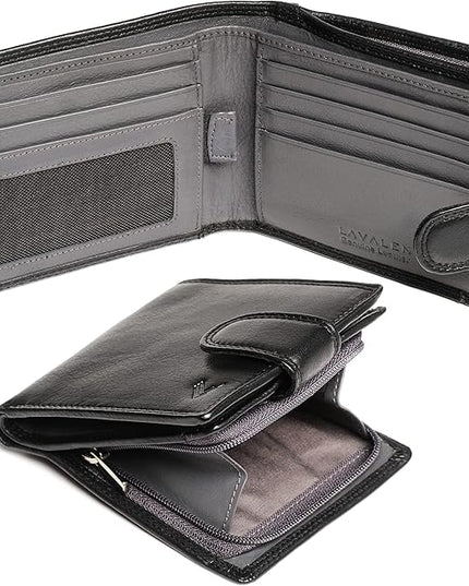 Lavalen Soft Leather Wallet for Men - Mens Wallet Bifold with Zipper Coin Pocket - Holds Bills, Credit Cards, Coins - Carteras para Hombres Piel - Billeteras de Hombres Cuero Original - RFID Blocking.