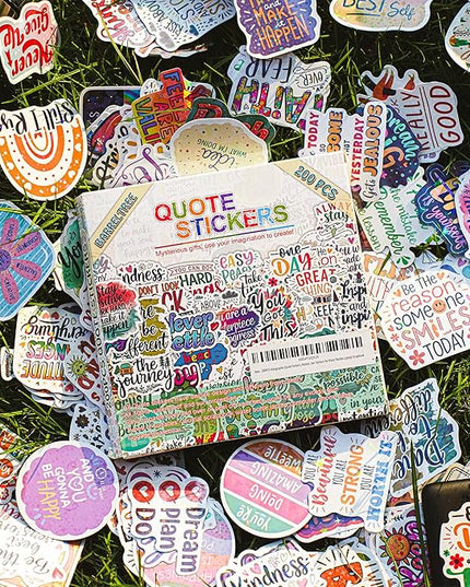 200PCS Holographic Quote Stickers, Motivational and Inspirational Vinyl Stickers with Positive Affirmations for Teens Adults Teachers, Waterproof Glitter Stickers for Water Bottles Laptop Scrapbook