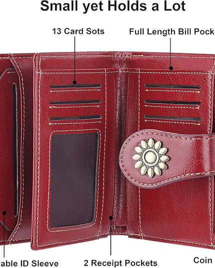 Lavemi Womens Leather Wallet Small Compact RFID Blocking Credit Card Case Purse with Zipper Pocket | Small, Compact, RFID Blocking, Zipper Pocket, Small, Compact