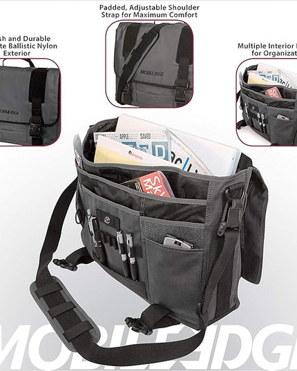 Mobile Edge Laptop Messenger Bag for Men and Women, Fits Up To 17.3 Inch Laptops, Graphite, MEGME