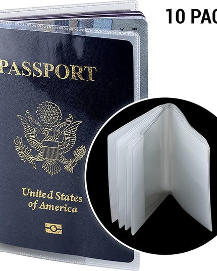 10 Pack Passport Cover Clear Plastic Passport Protector Case Passport Sleeve Clear Vinyl Transparent Passport Holder Travel Document Organizer