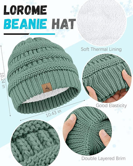 Winter Beanie Hat Scarf Gloves, Warm Fleece Knit Hats Touch Screen Gloves Neck Scarf Set Winter Gifts for Unisex Adult