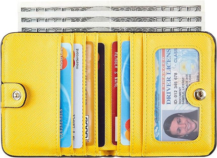 Toughergun Women’s Small Slim Leather Wallet with RFID Protection, Compact Bifold Mini Purse with Clear ID Window