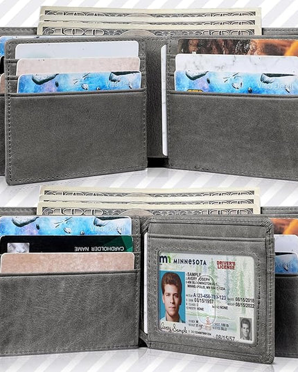 Artpaxy Mens Wallet Bifold Genuine Leather RFID Blocking Wallet for Men with 1 ID Windows 13 Card Holders 2 cash pockets 1 Gift Box