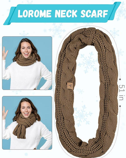Winter Beanie Hat Scarf Gloves, Warm Fleece Knit Hats Touch Screen Gloves Neck Scarf Set Winter Gifts for Unisex Adult