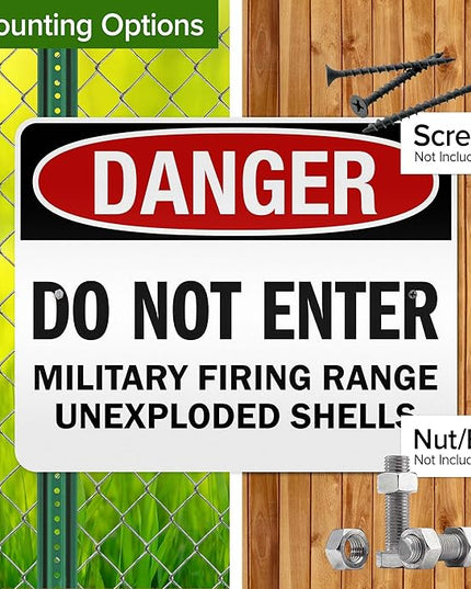 Danger Do Not Enter Military Firing Range Unexploded Shells Sign, 24x30 Inches, 3M EGP Reflective .080 Aluminum, Fade Resistant, Made in USA by My Sign Center