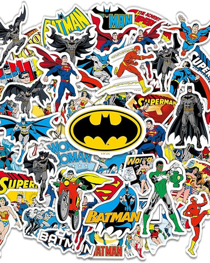 Superhero Stickers for Water Bottles – 50PCS Cartoon Stickers for Kids, Teens, Adults – Waterproof Vinyl Decal Sticker for Laptop, Phone, Skateboard, Scrapbook, Party Favors, Gifts