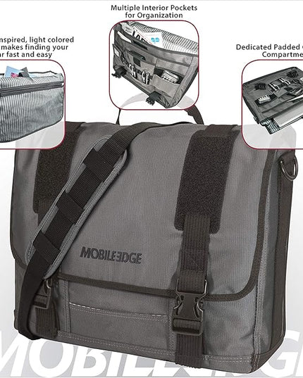 Mobile Edge Laptop Messenger Bag for Men and Women, Fits Up To 17.3 Inch Laptops, Graphite, MEGME