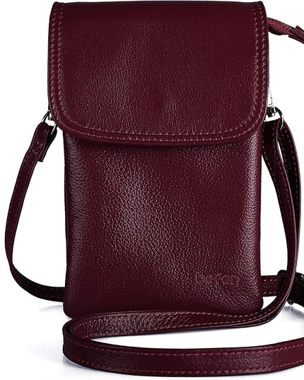 befen Genuine Leather Small Crossbody Bags for Women Cell Phone Bag Cross Body Purses,Silver Zipper