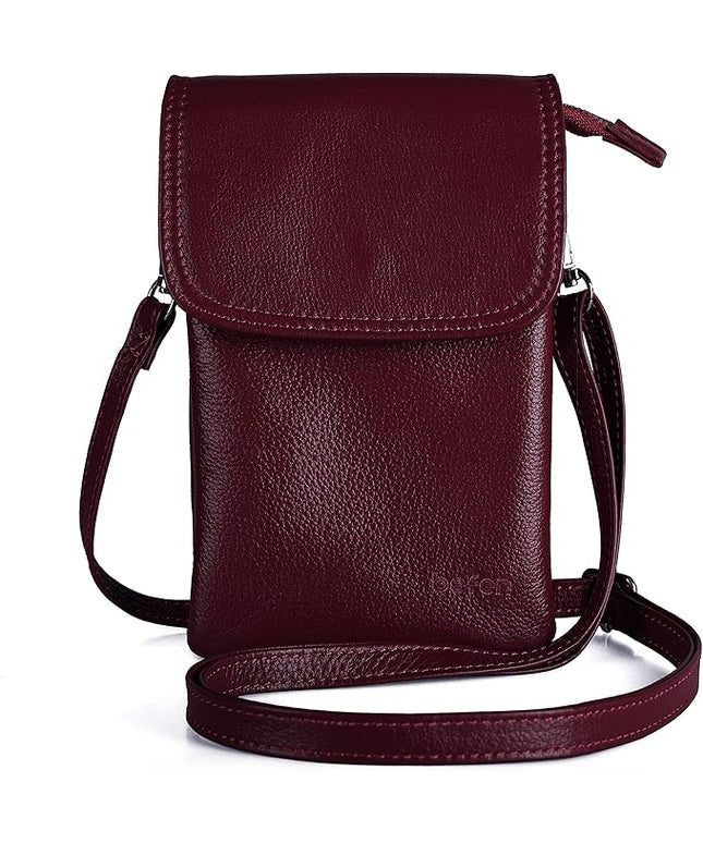 befen Genuine Leather Small Crossbody Bags for Women Cell Phone Bag Cross Body Purses,Silver Zipper
