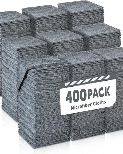 Gray Microfiber Cleaning Cloths Bulk Pack-400 Pack, Microfiber Towels Bulk, Towels for Cars, Cleaning Rags Gray (12x12 inches)