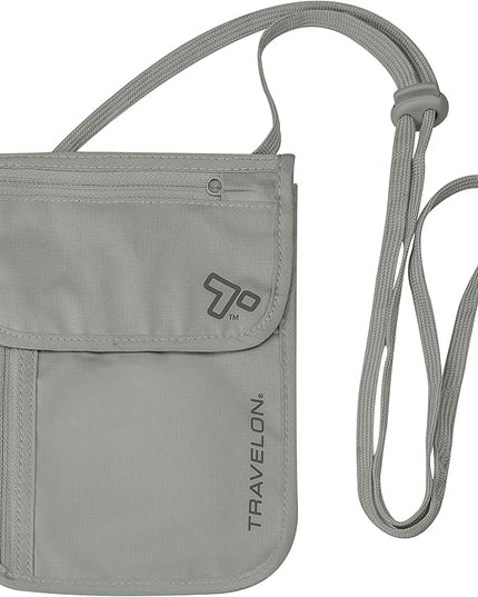 Travelon Rfid Blocking Undergarment Neck Pouch Travel Wallet, Gray, One Size