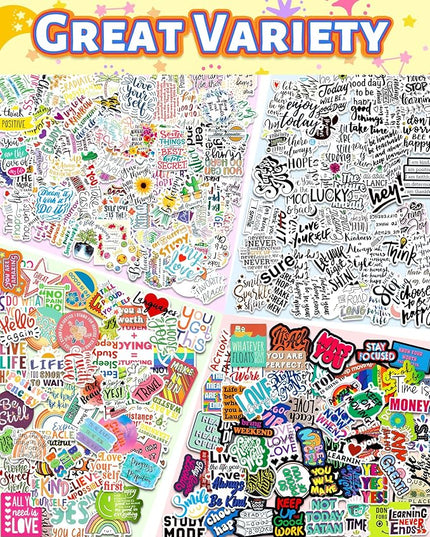 Greingways 300 PCS Inspirational Stickers for Adults, Motivational Water Bottle Stickers for Teens Kids Teachers, Journaling Scrapbook Laptop Positive Quote Vinyl Sticker for Vision Board Supplies