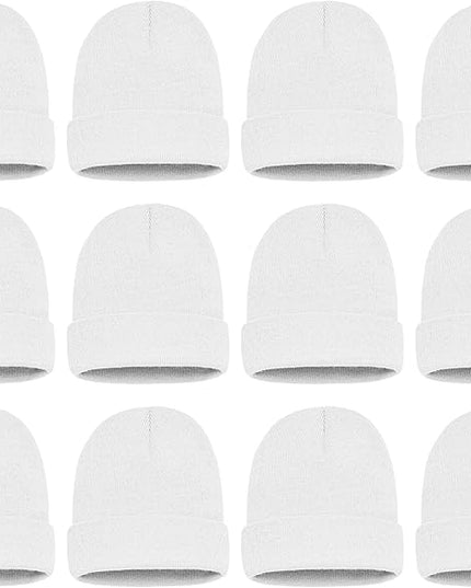 12 Pack Winter Beanie Hats for Men Women, Warm Cozy Knitted Cuffed Skull Cap, Wholesale