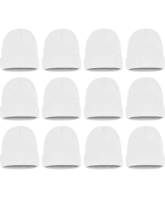 12 Pack Winter Beanie Hats for Men Women, Warm Cozy Knitted Cuffed Skull Cap, Wholesale