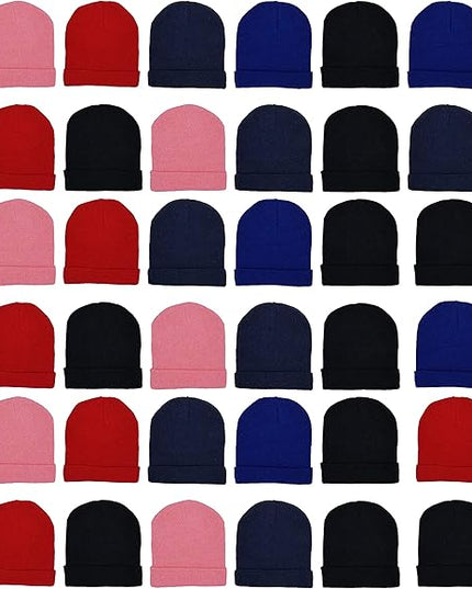 48 Pack Kids Winter Beanies, Warm Cold Weather Hats for Boys Girls Children, School Outdoors, Bulk